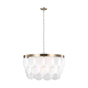 Mellita 8-Light Satin Brass Pendant with Satin Etched Glass Shade