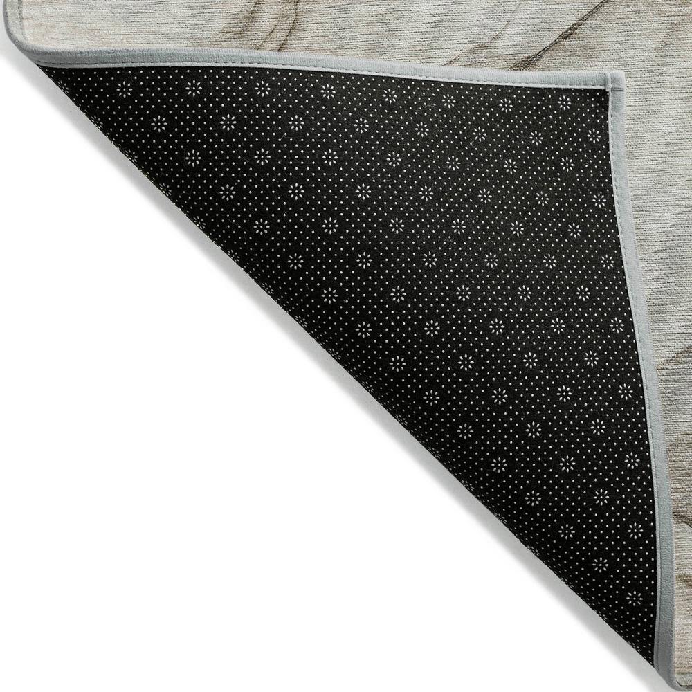 Beige and Gray Synthetic Washable Reversible 5' x 7' Area Rug