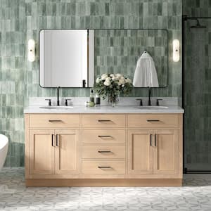 Hepburn 73 in. W x 22 in. D x 36 in. H Double Sink Bath Vanity in Oak with Italian Carrara Marble Top