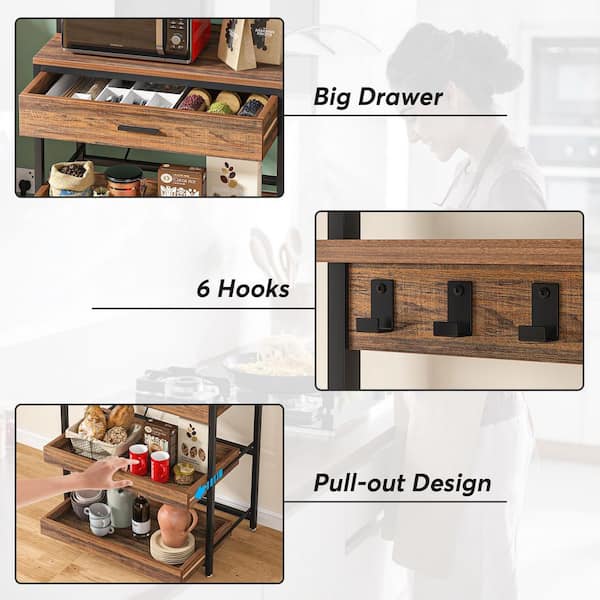 TRIBESIGNS WAY TO ORIGIN Bachel Vintage Brown Baker's Rack with