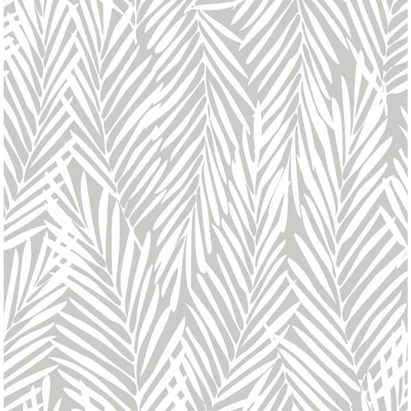 STACY GARCIA HOME Harbor Grey Mod Palm Vinyl Peel and Stick Wallpaper Roll (30.75 sq. ft.)