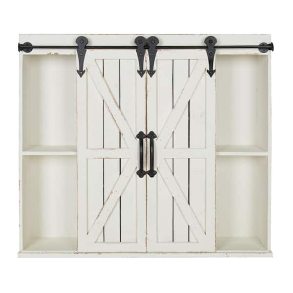 Cates 8 in. x 30 in. x 28 in. White Wood Two Door Decorative Cabinet Wall Shelf