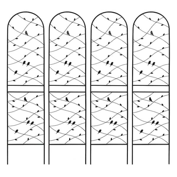 86.7" x 19.7" Metal Garden Trellis Rustproof Trellis for Climbing Plants Outdoor Flower Support Bird Deco Black (4 Pack)
