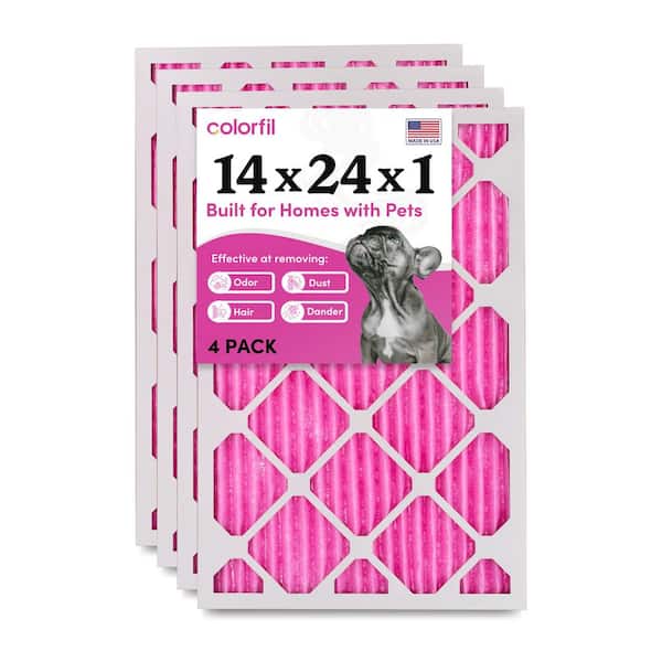 COLORFIL 14 in. x 24 in. x 1 in. Odor Removal and Color Changing Pleated Furnace Air Filter, MERV 8 (4-Pack)