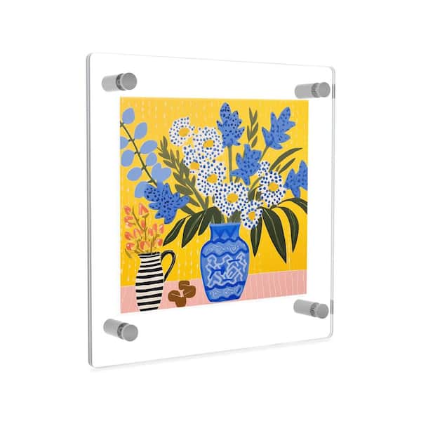 Fab Glass and Mirror 10 in. x 10 in. Square Double Acrylic Picture Frame with Chrome Wall Mounted Magnet Best for 6 in. x 8 in. Art Size