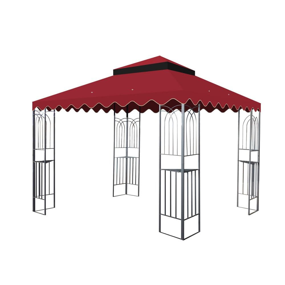 10 x 10 ft. Red Polyester Patio Gazebo Replacement Canopy, 2-Tier Tent Roof Top with Wavy Border (Cover Only) price history on PriceWatchPro