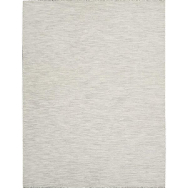 Nourison Positano Light Gray 9 ft. x 12 ft. Solid Contemporary Indoor/Outdoor Patio Area Rug