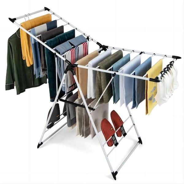 Bunpeony 24 Freestanding 2-Level Foldable Towel Racks in White