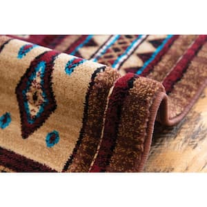 Cottage Pelican Park Burgundy 5 ft. 3 in. x 7 ft. 6 in. Area Rug