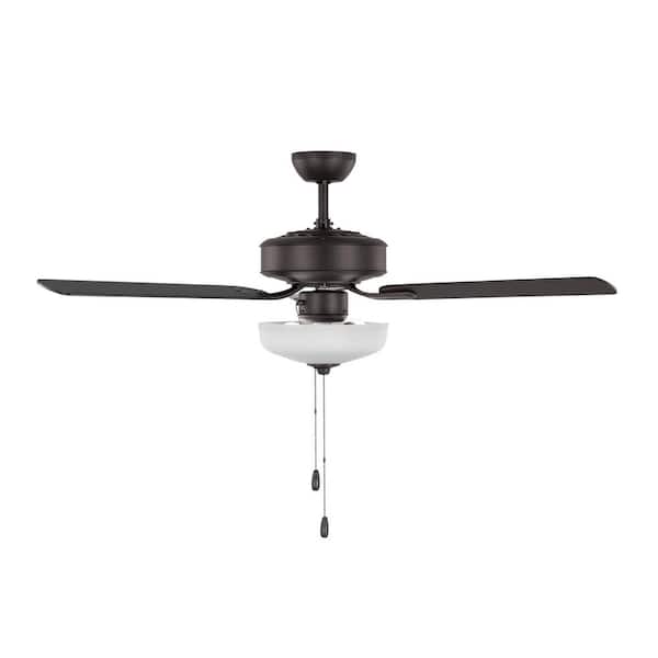 Generation Lighting - Linden 48 in. Transitional Indoor Bronze Ceiling Fan with Bronze/American Walnut Reversible Blades and LED Light Kit