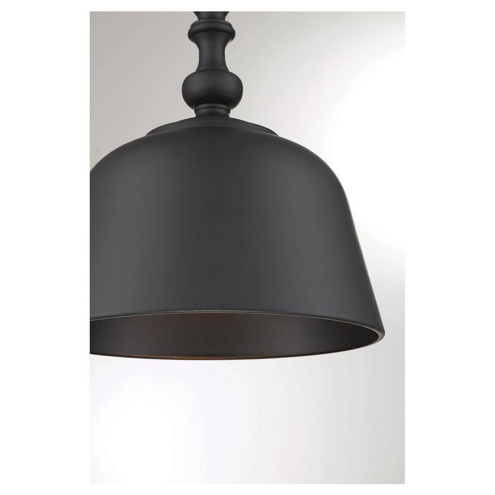Transitional Matte Black Oversized Metal Shade Pendant Light
