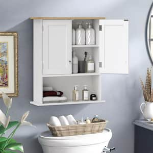 23.6 in. W x 28 in. H Rectangular White Wood Surface Mount Medicine Cabinet without Mirror, Wall Cabinet with Shelf