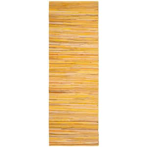Rag Rug Yellow/Multi 2 ft. x 11 ft. Striped Gradient Runner Rug