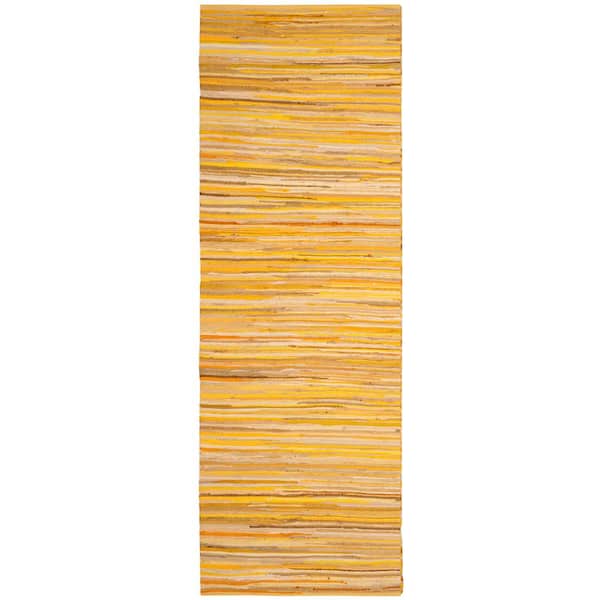 SAFAVIEH Rag Rug Yellow/Multi 2 ft. x 6 ft. Striped Gradient Runner Rug