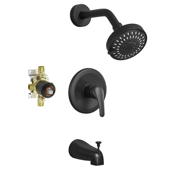 Single Handle 6-Spray Tub and Shower Faucet bathtub faucet 1.8 GPM in Spot Defense Matte Black (Valve Included)