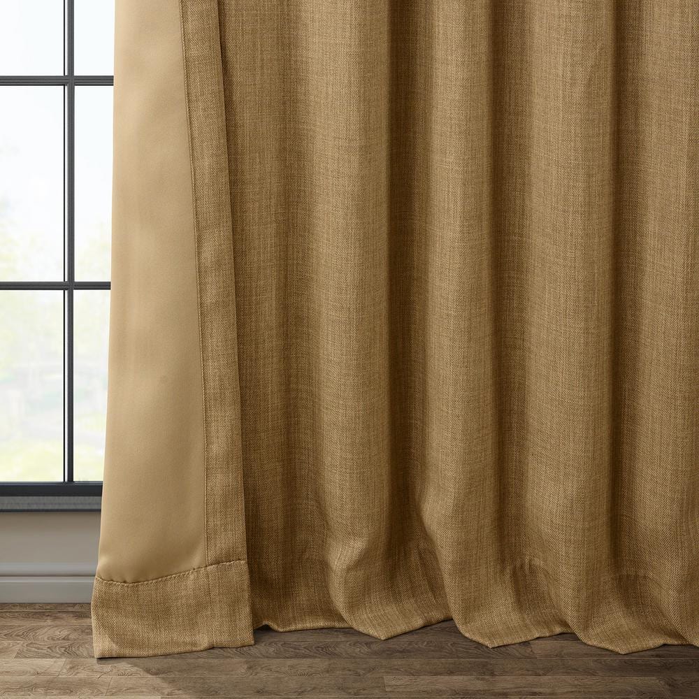 Butterscotch Faux Linen Blackout Puddle Length Window Panel