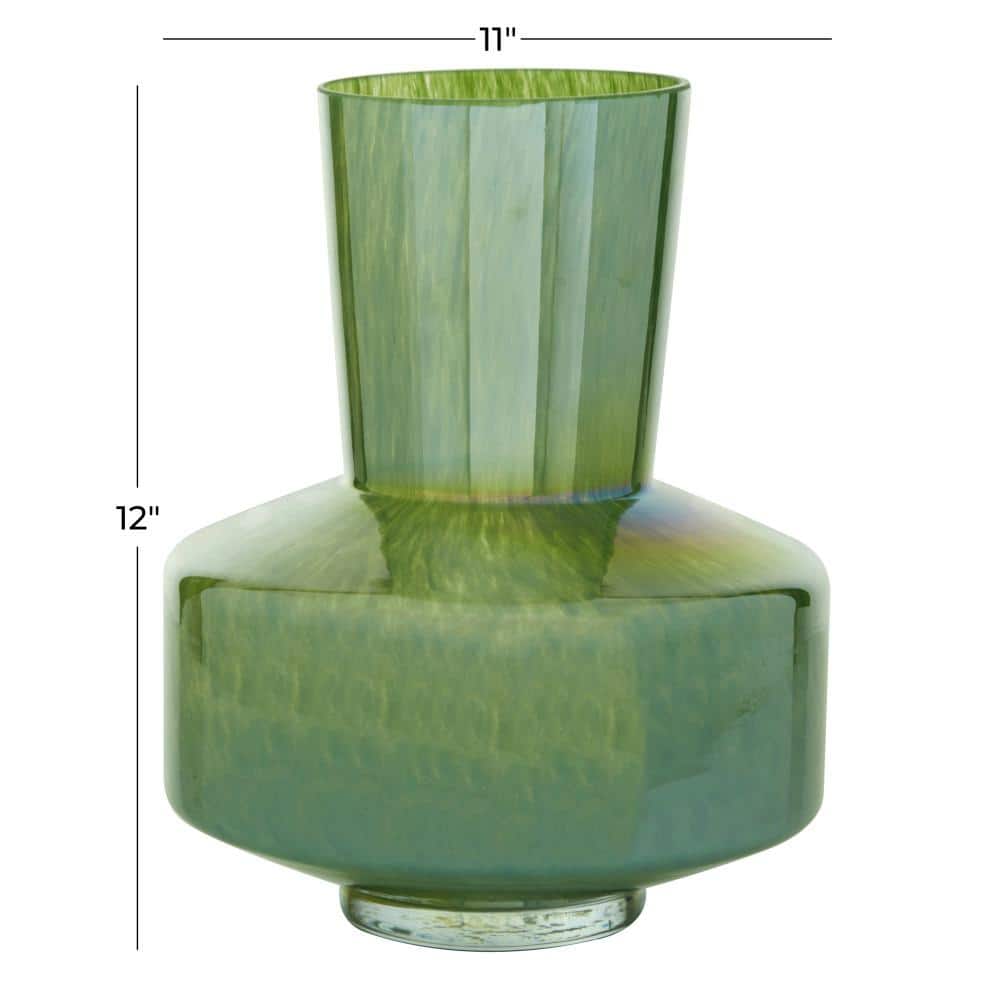 12'' Green Glass Abstract Table Vase