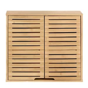 23.03 in. W x 8.07 in. D x 20.28 in. H Natural Bamboo Bathroom Wall Cabinet with Adjustable Shelf and Double Doors