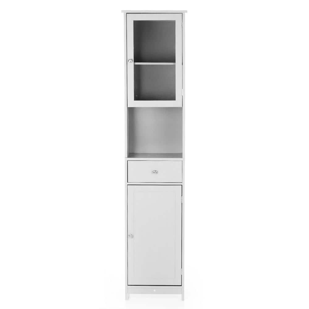 Modern Tower Tall 15 in. W x 11 in. D x 71 in. H White Linen Cabinet