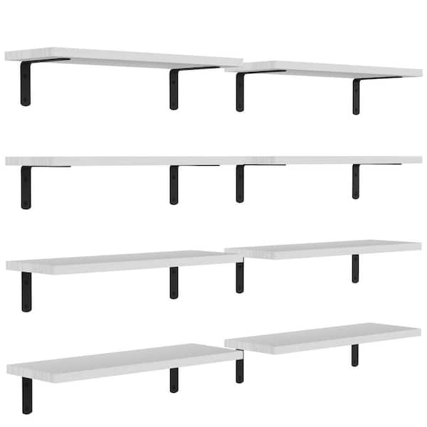16.5 in W x 6 in D White Decorative Wall Shelf for Bedroom Wall Decor Set of 8