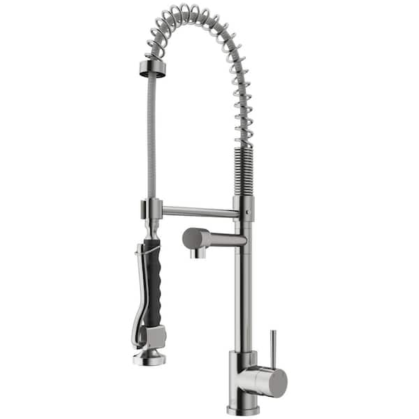 Zurich Single Handle Pull-Down Sprayer Kitchen Faucet in Stainless Steel