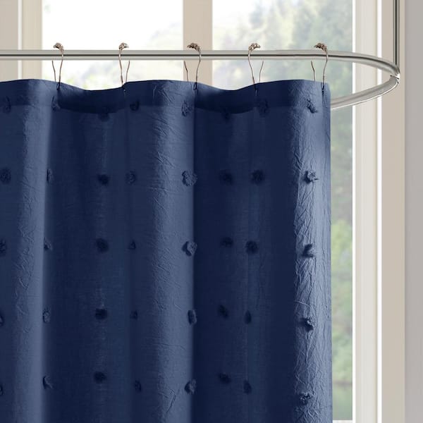 Cotton Jacquard Pom Shower Curtain, 34 Inch Shower Curtain