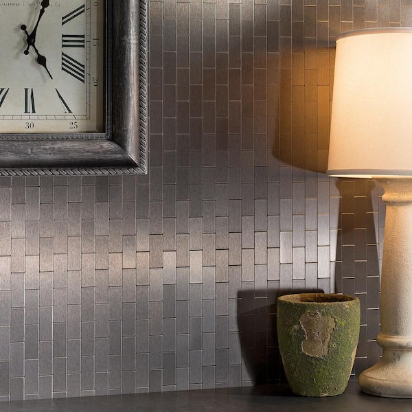 2.5 x 12 Accent Woven Stainless Steel Subway Tile - Stainless