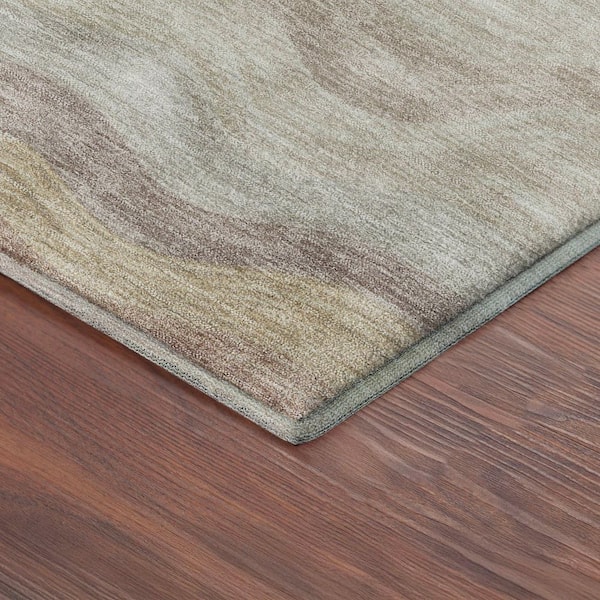 Mayfield Premium Machine Washable Abstract AMF2397 Beige 9 ft. x 12 ft. Area Rug