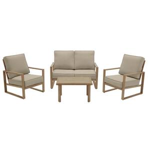 Hampton Bay Mansford Park 4-Piece Aluminum Patio Conversation Set