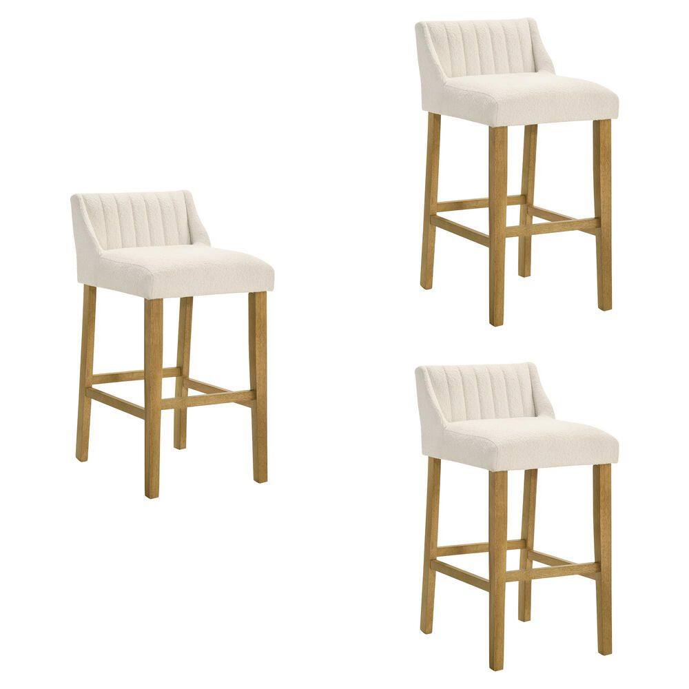 Fauna 37 in. H Bar Height White / Amber Glow Low Back Wood Bar Stool with Fabric Seat Set of 3 price history on PriceWatchPro