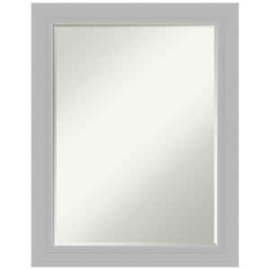Brushed Sterling Silver 22 in. x 28 in. Petite Bevel Modern Rectangle Wood Framed Bathroom Wall Mirror in Silver