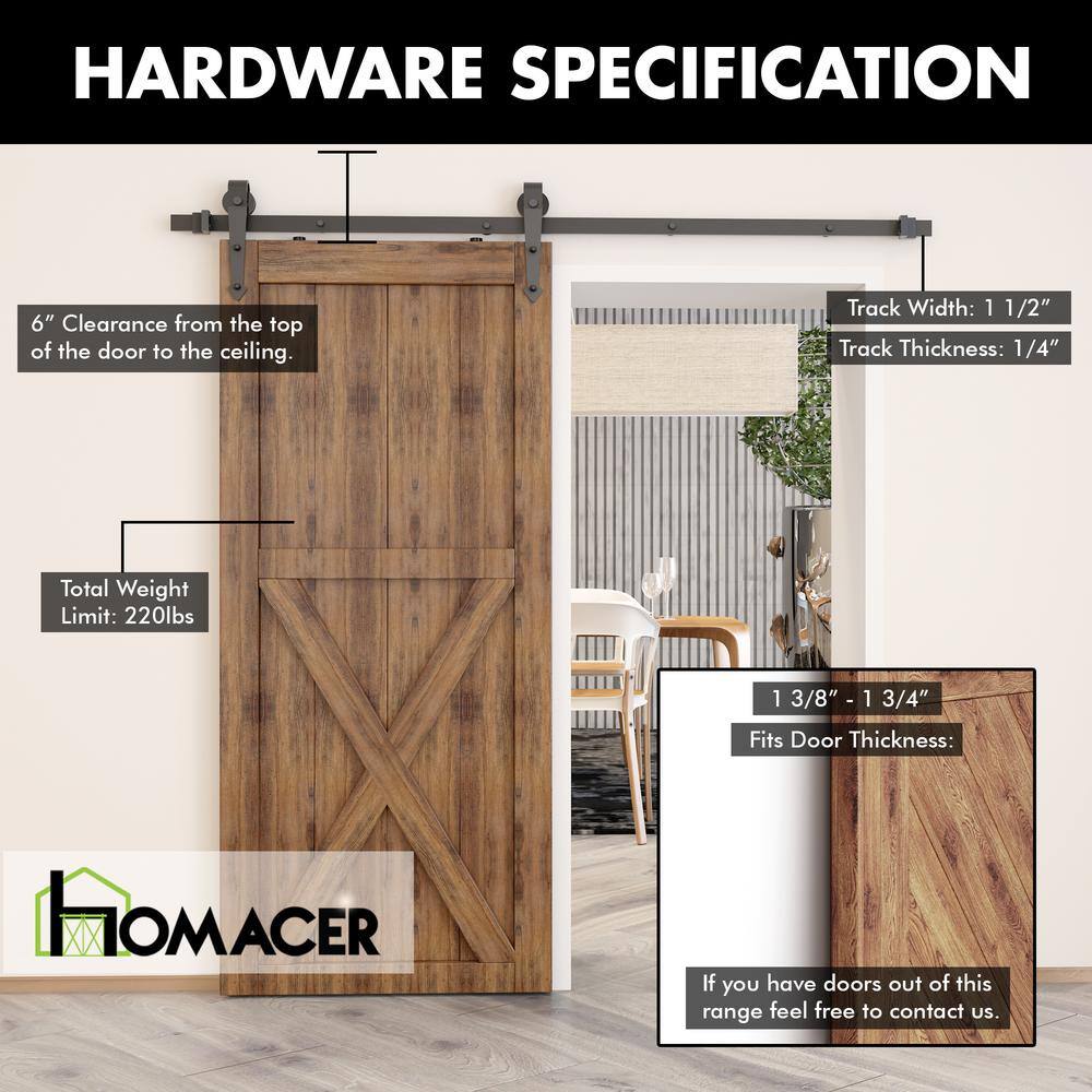 Black Rustic Sliding Barn Door Hardware Kit with Arrow Design Roller