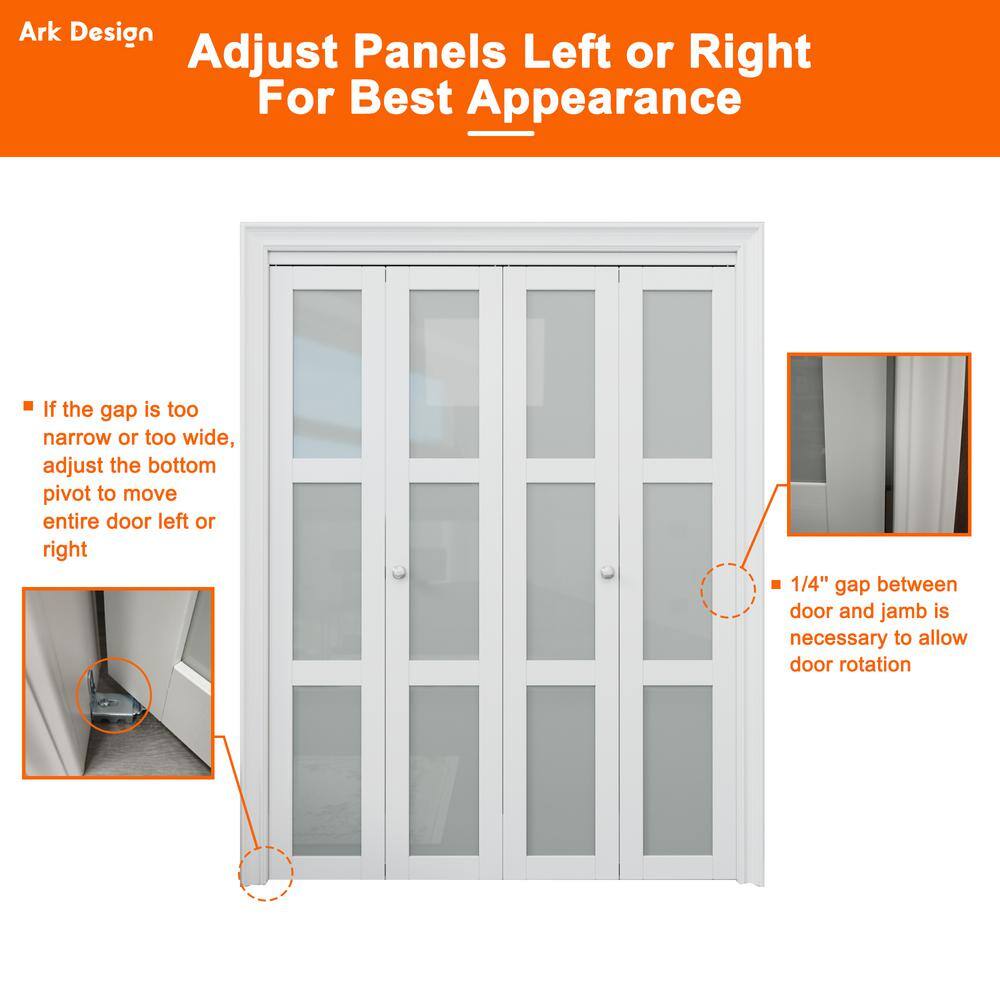 72 in. x 80 in. White Finished Bi-Fold Door with Frosted Glass