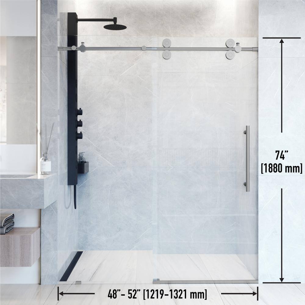 Elan 72" Frameless Clear Glass Sliding Shower Door with Stainless Steel Hardware