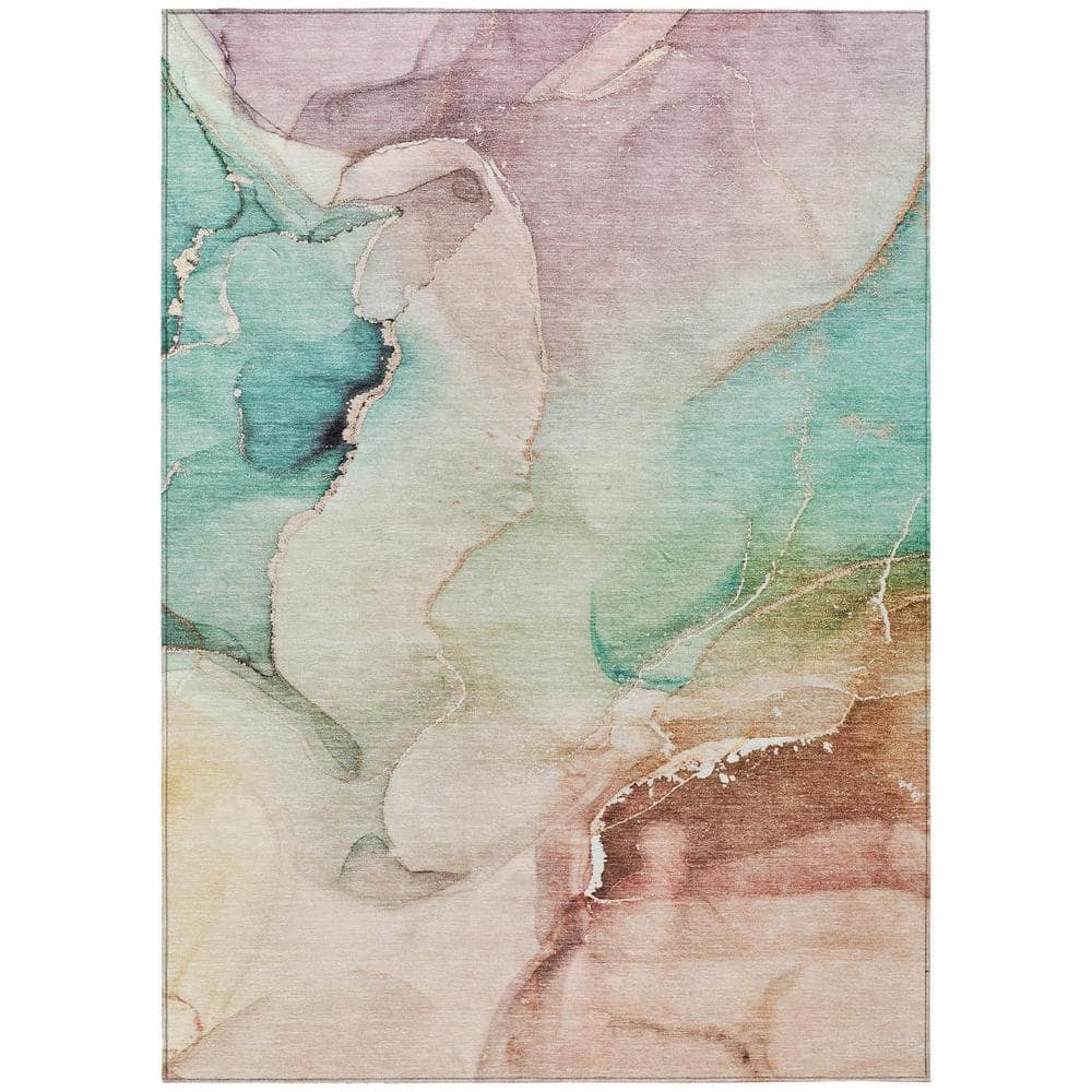 Teal 8 ft. x 10 ft. Woven Abstract Polyester Rectangle Indoor/Outdoor Area Rug price history on PriceWatchPro