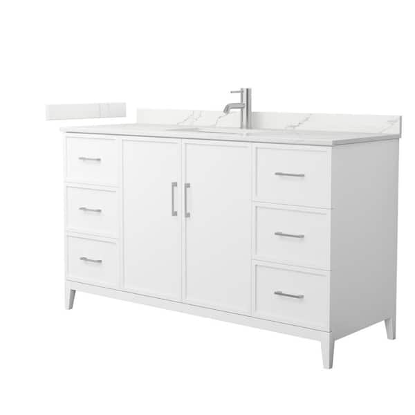 Wyndham Collection Elan 60 in. W x 22 in. D x 35 in. H Single Bath Vanity in White with Giotto Quartz Top