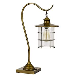 25 in. Antiqued Brass Standard Light Bulb Bedside Table Lamp