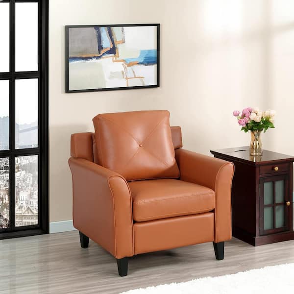 MAYKOOSH Caramel Button Tufted Accent Chair for Living Room Durable Arm Chair Tool-Free Assembly and Easy Maintenance