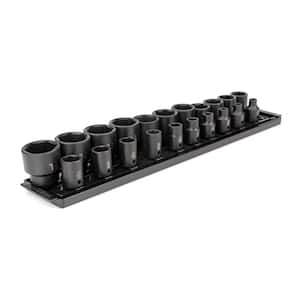 1/2 in. Drive 6-Point Impact Socket Set (21-Piece) (5/16 - 1-1/2 in.) with Rails