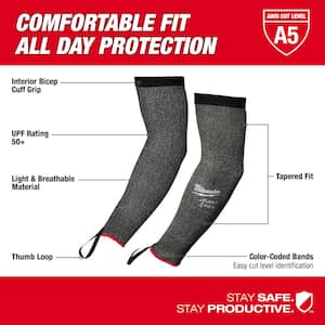 16 in. Black 4-Way Stretch Cut 5 Resistant Protective Arm Sleeves