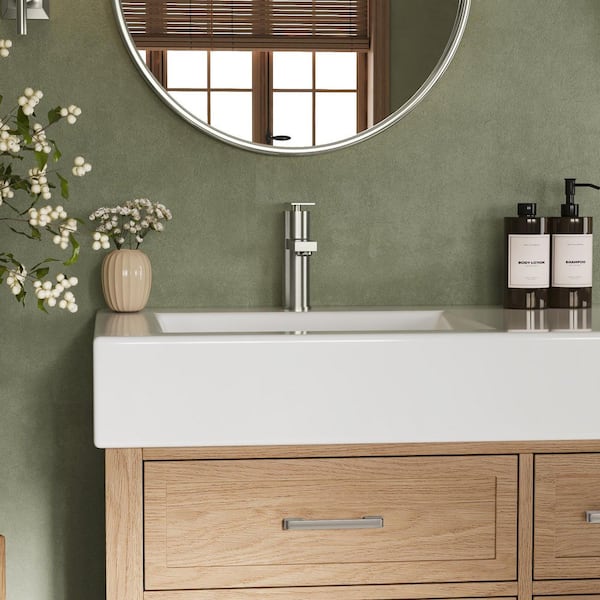 7 in. Faucet Height Single Handle Single Hole Bathroom Faucet 1.2 GPM Spot Resistant in Brushed Nickel (2-Pack)