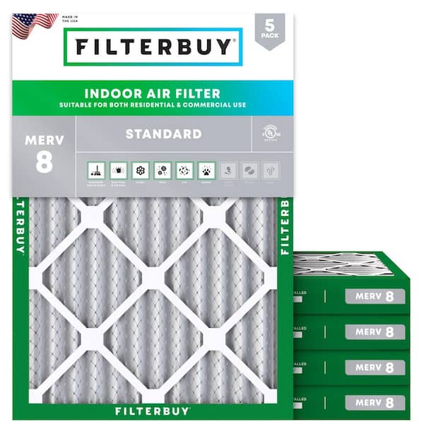 20 in. x 22 in. x 2 in. MERV 8 (FPR 5) Dust Defense Pleated HVAC AC Furnace Air Filters Replacement (5-Pack)