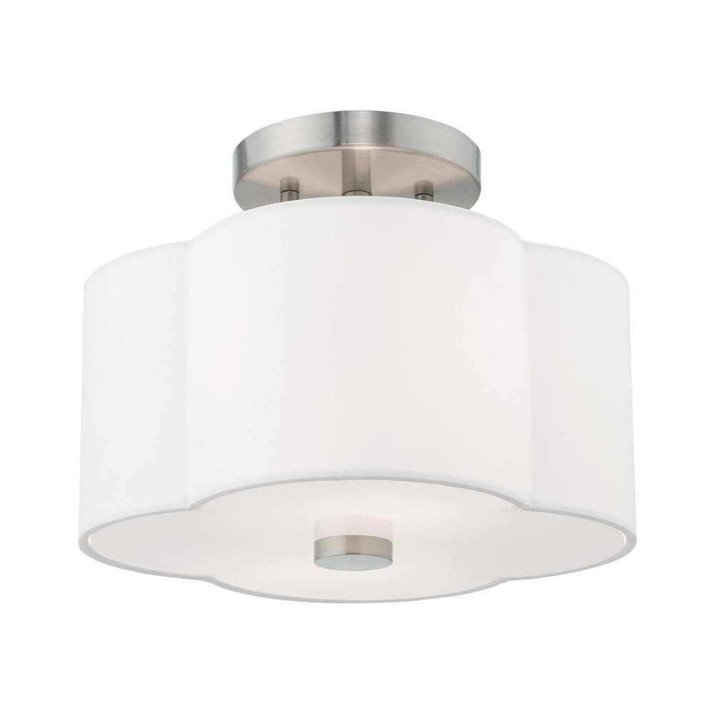 Chelsea Brushed Nickel 2-Light Indoor/Outdoor Drum Ceiling Fixture