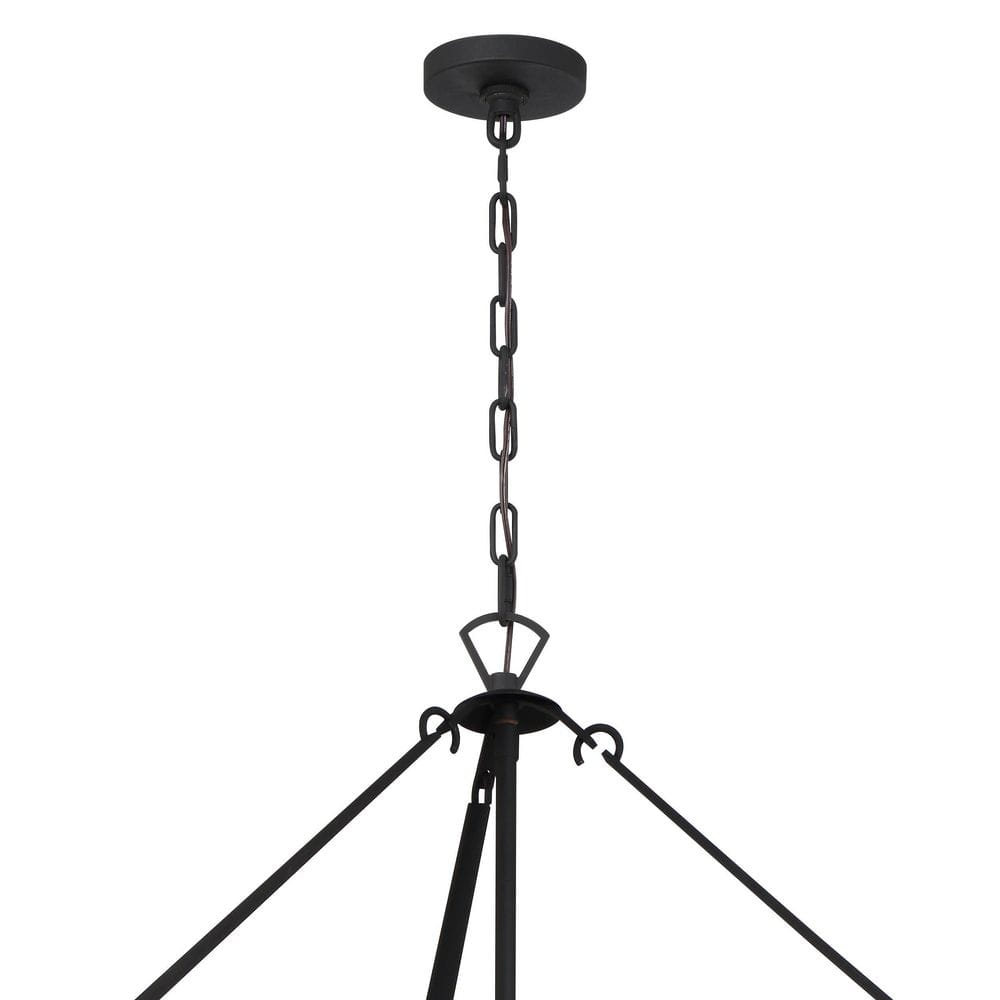 Emory Black Forged 22-Light Chandelier with Clear Glass Crystals