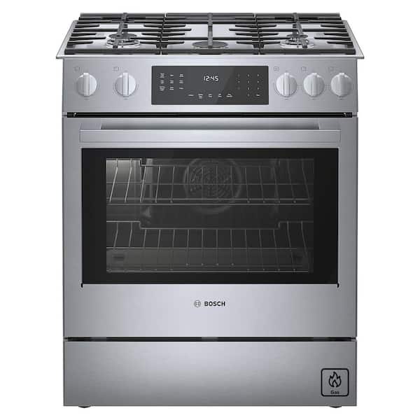 Benchmark Series 30 in. 4.8 cu. ft. Slide-In Gas Range with Self-Cleaning Convection Oven in Stainless Steel