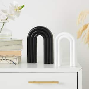 Black Wooden Layered Arch Geometric Sculpture (Set of 2)