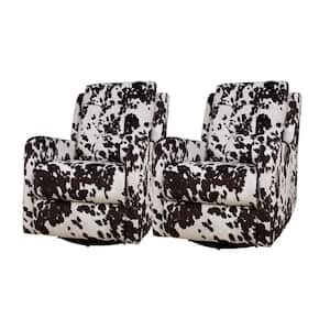 Bellamy Modern Brown Polyester Tufted Wingback Swivel Recliner with Metal Base (Set of 2)