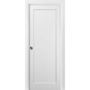 4111 30 in. x 80 in. Single Panel White Finished Solid MDF Sliding Door with Pocket Hardware