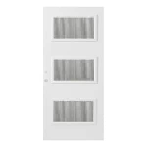 36 in. x 80 in. Dorothy Flutelite 3 Lite Painted White Right-Hand Inswing Steel Prehung Front Door