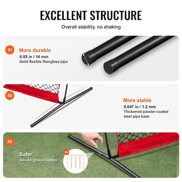 12x9ft Sports Backstop Net - Barrier For Baseball, Soccer, Lacrosse Training, Includes Bag